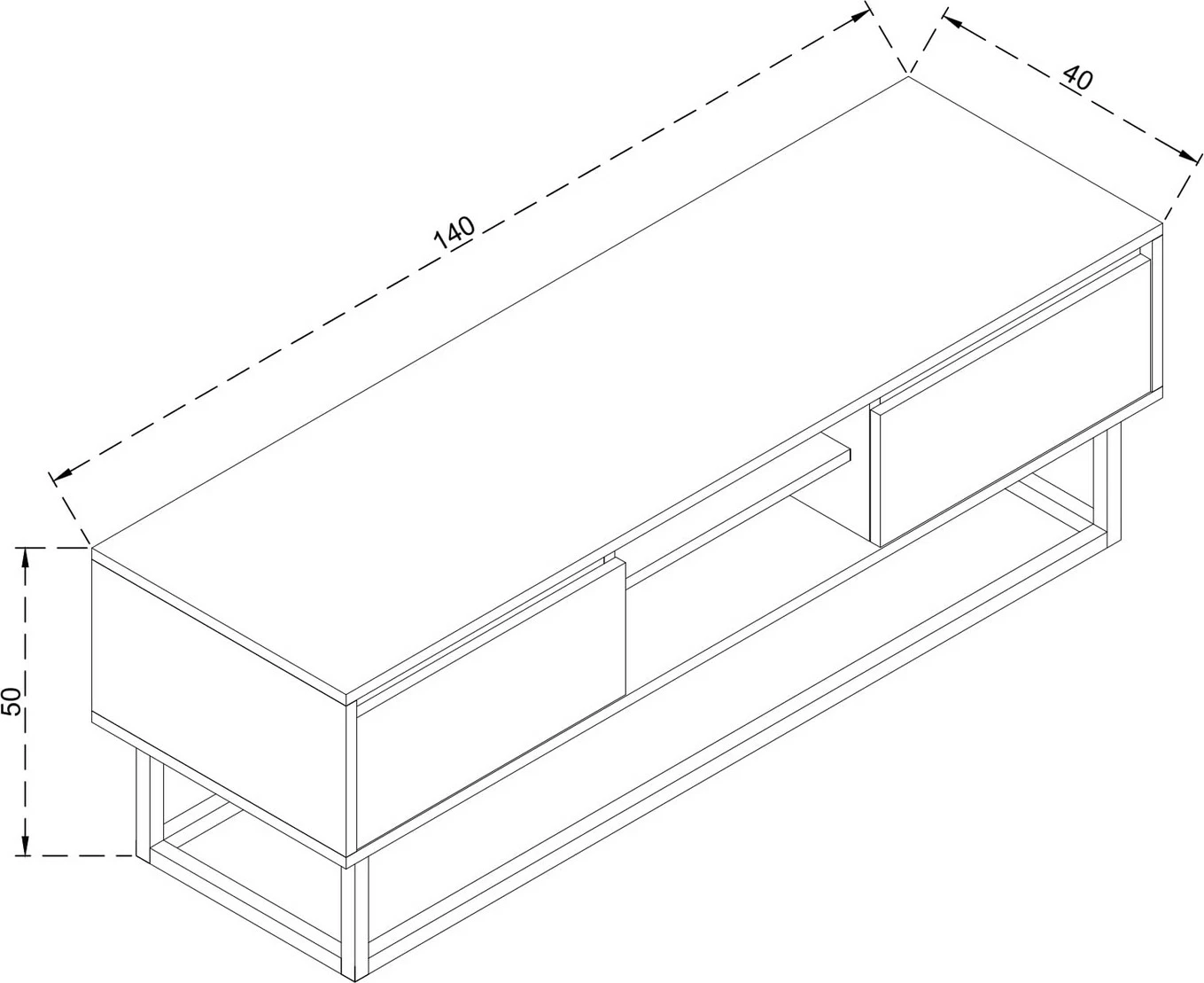 Komodë TV Hanah Home, Laxus 140, ngjyrë arre, 140x50x40cm