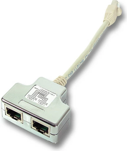 Adapter RJ-45 EFB Elektronik T-Adapter 1:1 parallel, 1x mashkull në 2x femër, 0.15 m, i bardhë