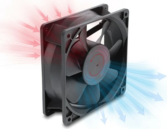 Ventilator kasë DeLOCK 120x120x38mm, 48V DC, 4-Pin PWM, i zi