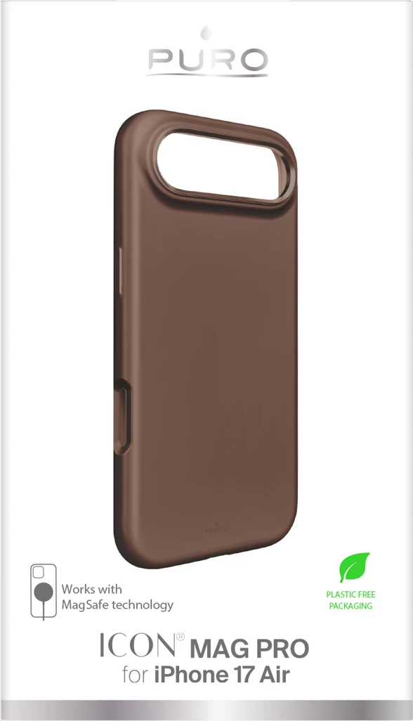 Mbështjellës Puro Icon Mag Pro për iPhone 17 Air, MagSafe, kafe