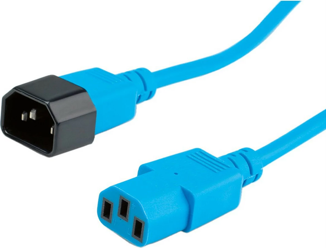Kabllo rryme ROLINE IEC 60320 C14 në C13, 0.8 m, 10A/250V, e kaltër