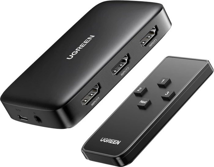 Switch HDMI UGREEN 80125 3x1 4K@30Hz i zi (me telekomandë)