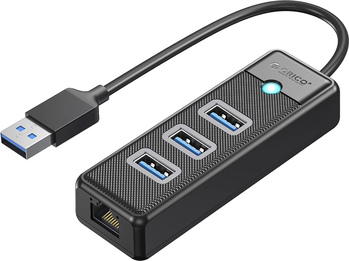 Hub USB Orico PW3UR25-U3 4-port (3x USB-A 3.0, 1x RJ45 2.5G), kabllo 0.15 m, i zi