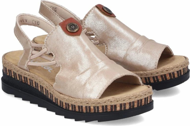 Sandale wedge për femra Rieker V7972-60, të arta [Madhësia: 37]