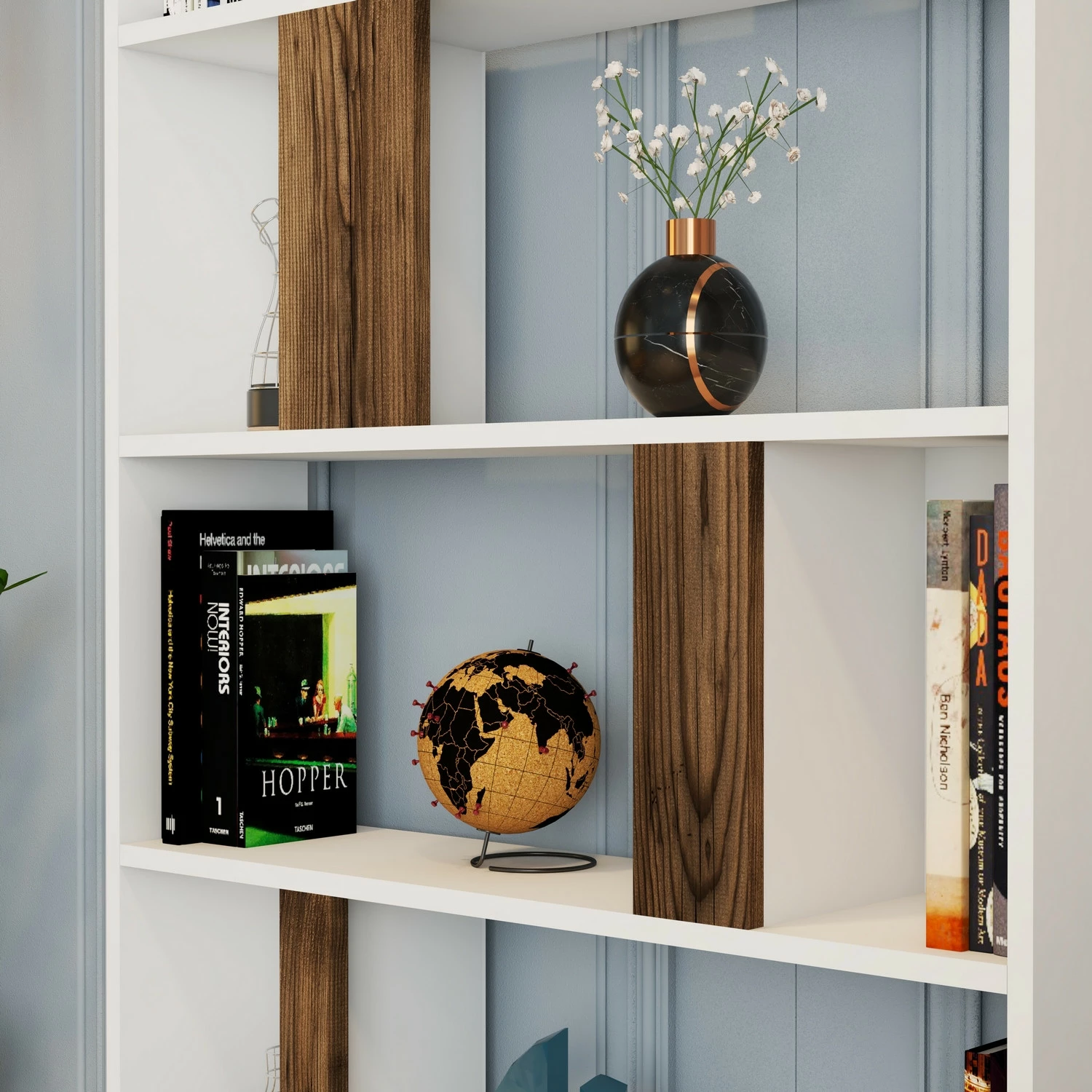 Raft librash Hanah Home, Lima, bardhë dhe arre