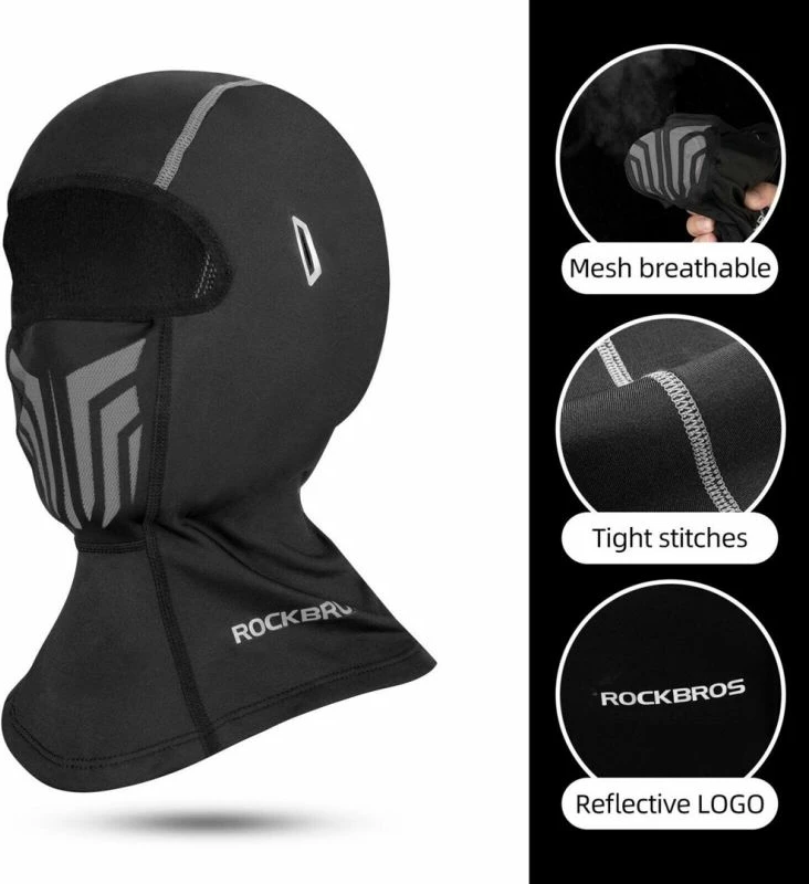 Maskë balaclava sportive Rockbros për meshkuj, e zezë