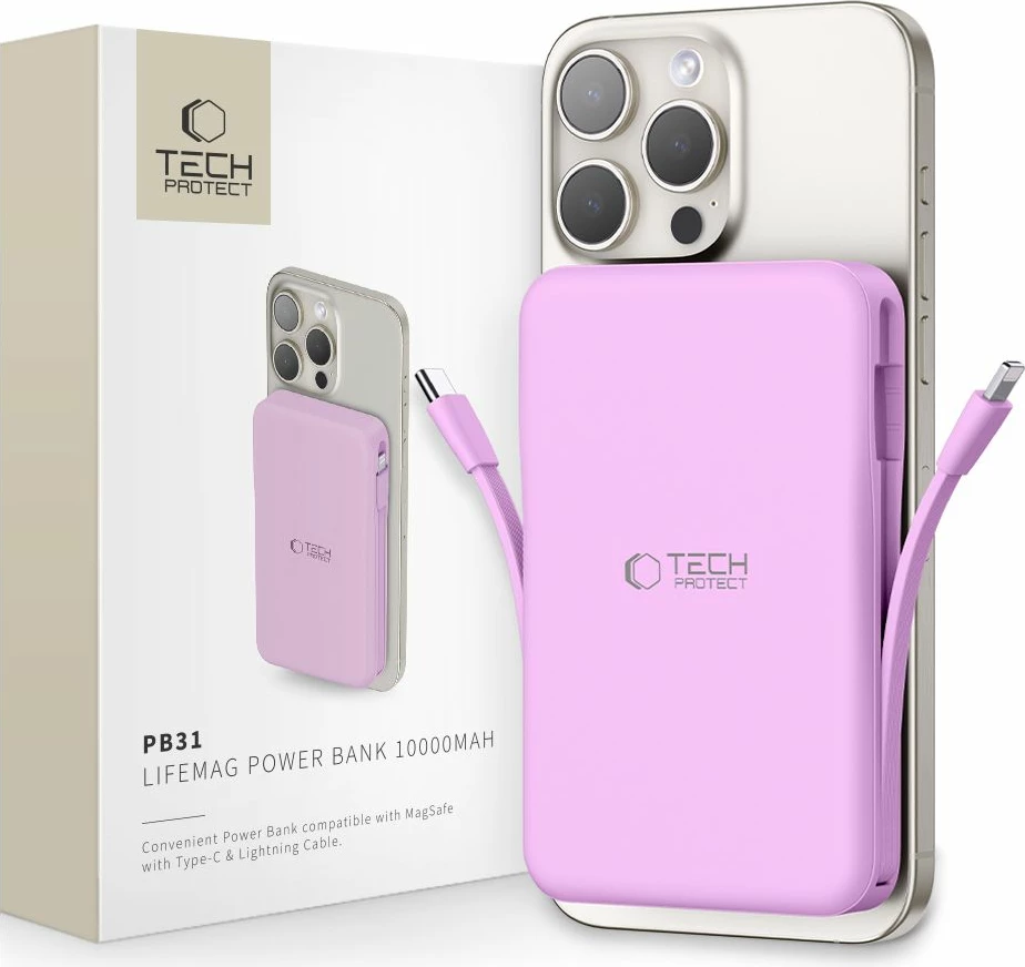 Powerbank Tech-Protect PB31 LifeMag 10000mAh, MagSafe, Violet