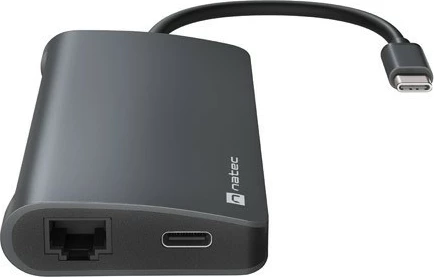 Adapter multiport Natec Fowler 2 V2, USB-C në HUB, 3x USB 3.0, HDMI 4K, Gri