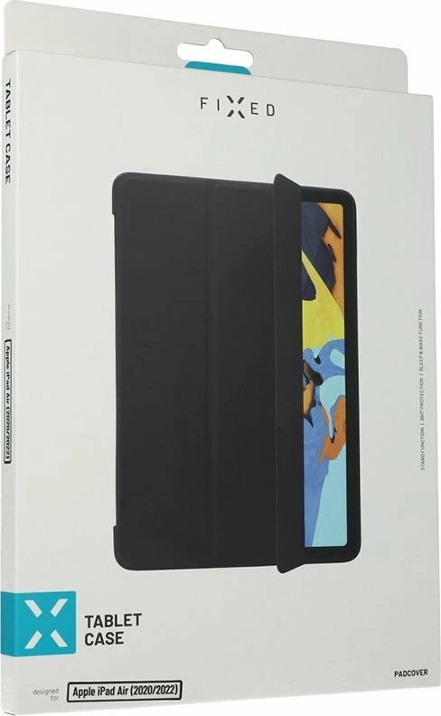 Këllëf flip Fixed Padcover për Apple iPad Air (2020/2022), 360° mbrojtje, stand + wake/sleep, i zi