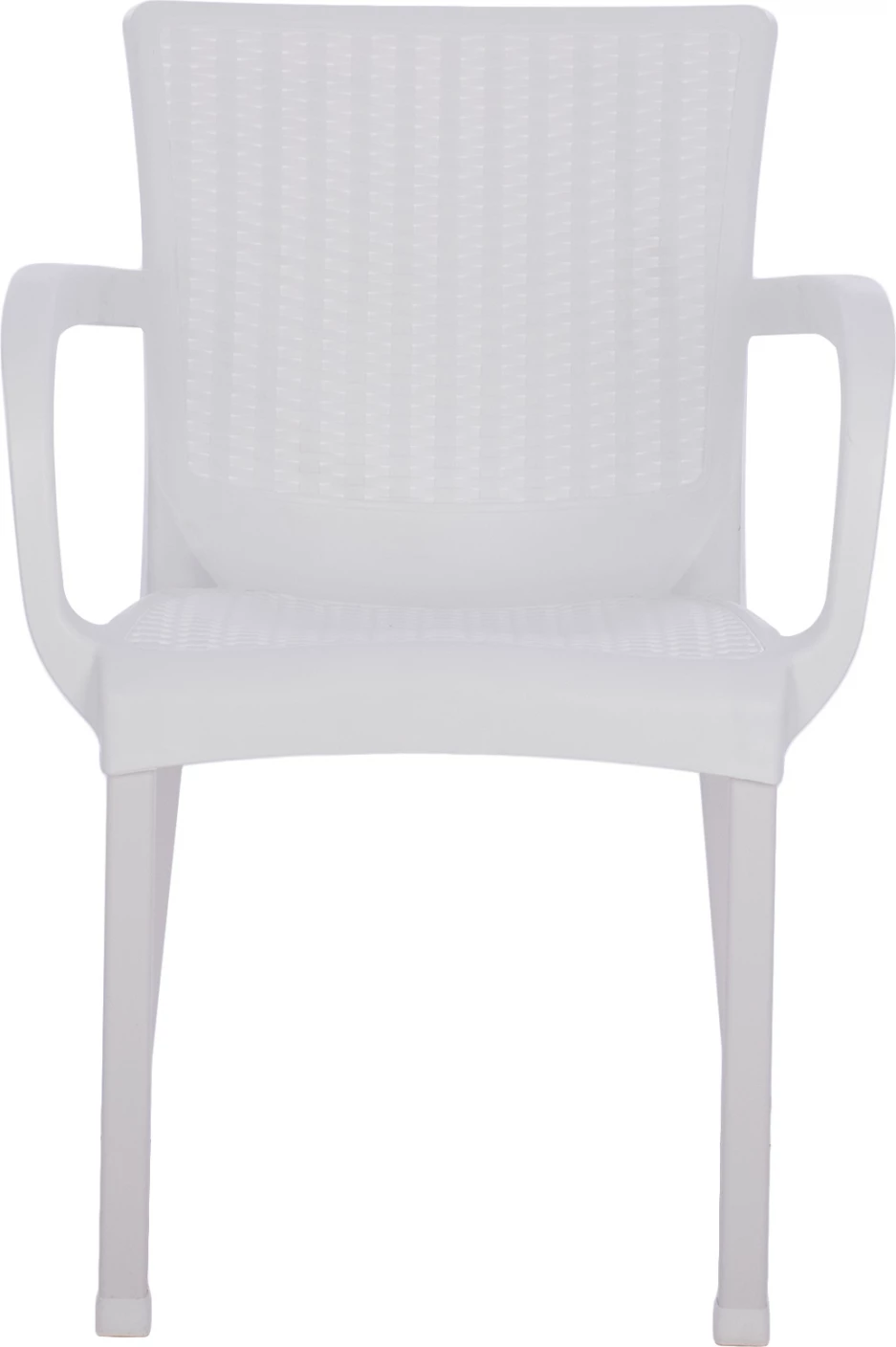 Karrige e bardhë polipropileni rattan, këmbë alumini, FH5591.01, 60x60x82 cm