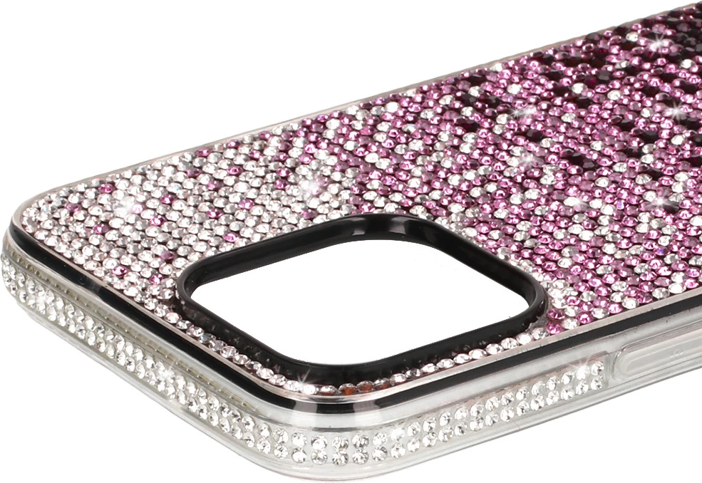 Mbështjellës silikoni ONASI 19276 për Samsung Galaxy S23 FE, PC/TPU, me glitter dhe gurë dekorativ, Star Light, rozë