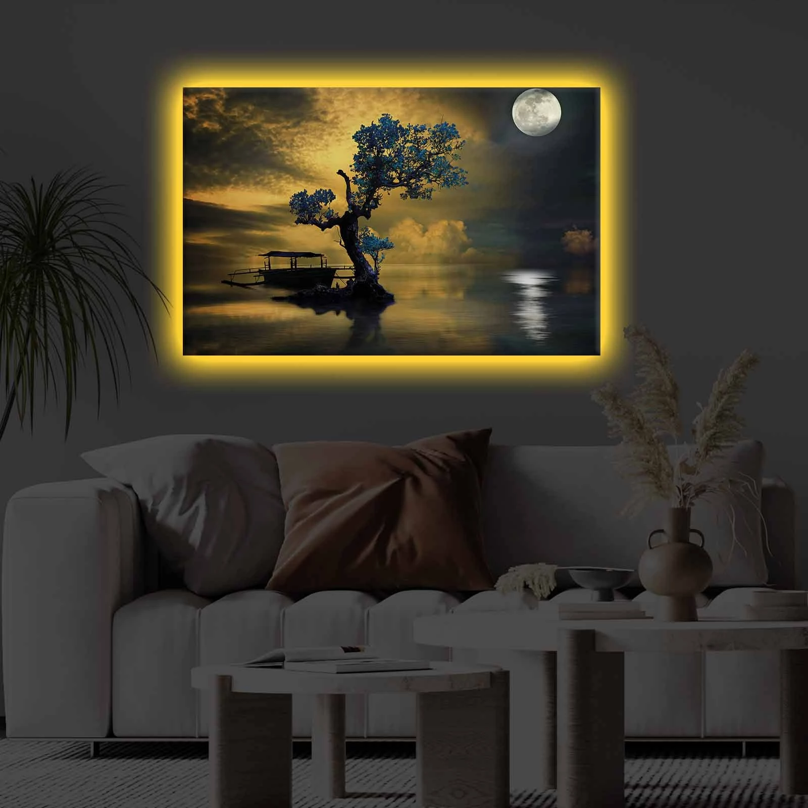 Pikturë dekorative me drita LED, shumëngjyrëshe, Wallity 4570KTLGDACT - 016, 45x70cm