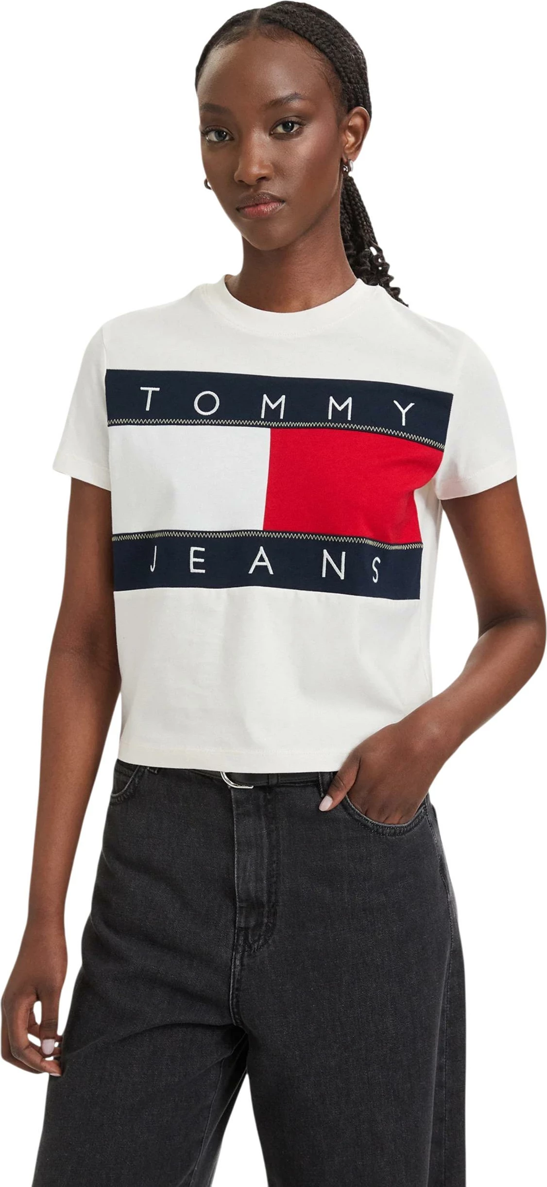 Maicë për femra Tommy Hilfiger Jeans DW0DW22818, e bardhë [Madhësia: XS]