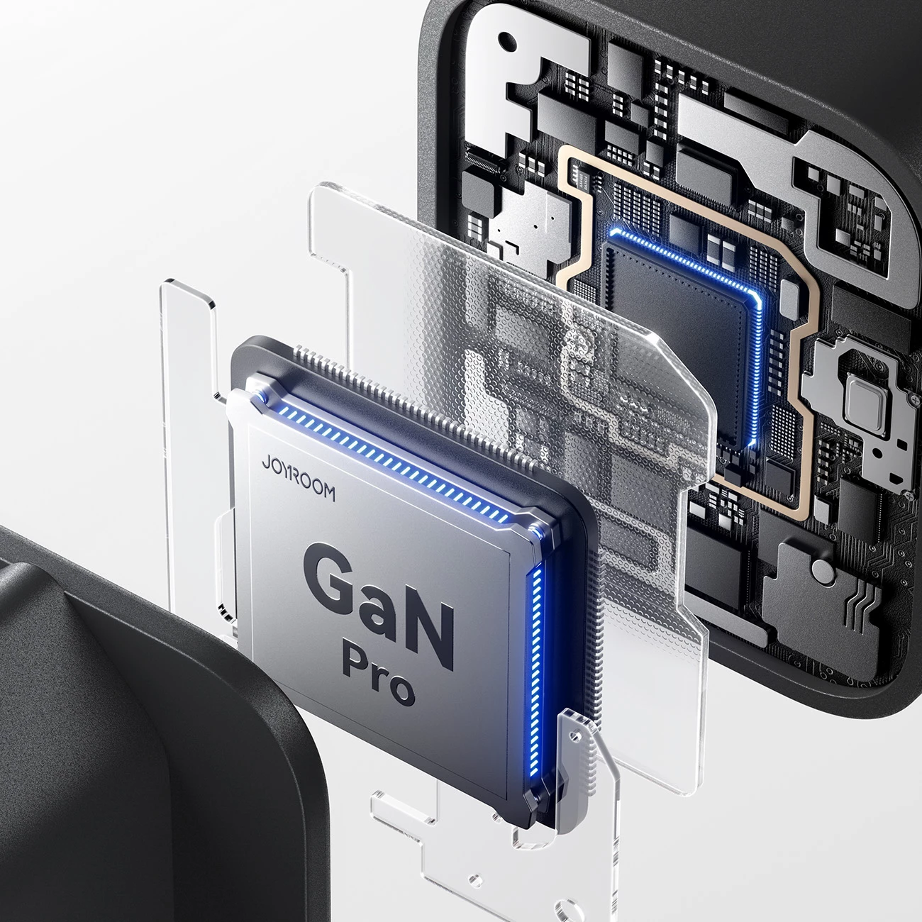 Karikues muri Joyroom JR-TO1 GaN 45W 3 porta (USB-C/Lightning/USB-A) prizë EU, i zi
