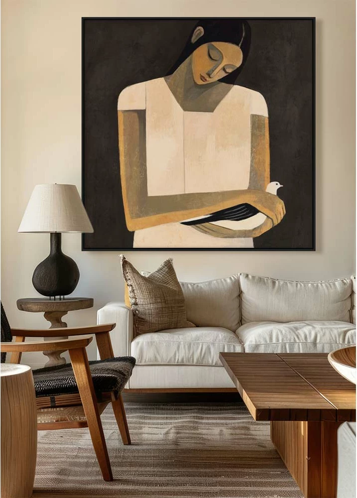 Pikturë dekorative SERENITY B me kornizë, kanavacë, bezhë-kafe, 100x100x4cm