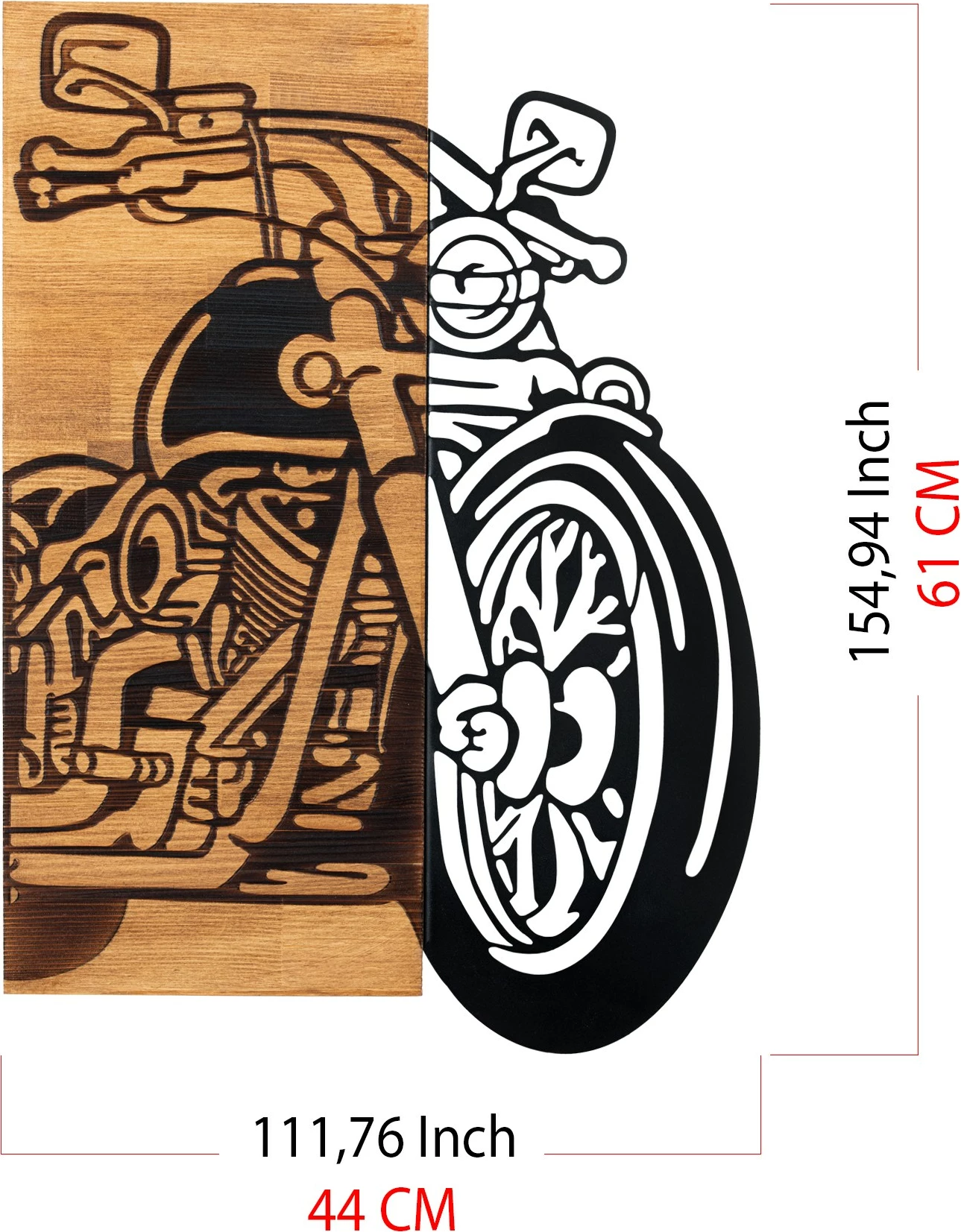 Aksesor dekorativ muri prej druri dhe metali, Wallity Chopper 2, ngjyrë e zezë dhe arre, 44x61cm