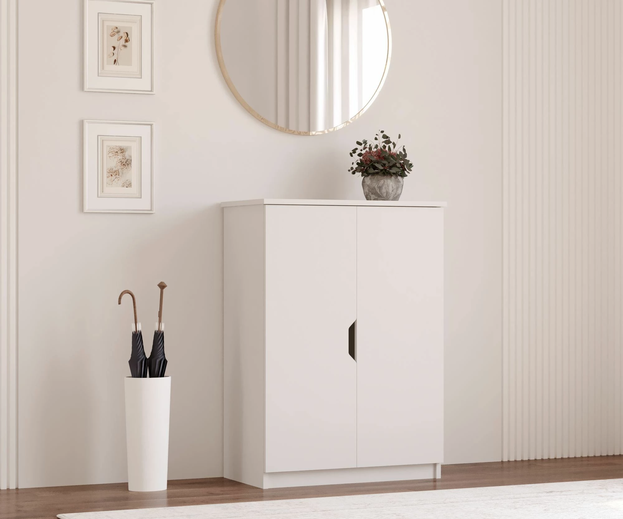 Dollap këpucësh Skye Decor, Rb-158, ngjyrë e bardhë mat