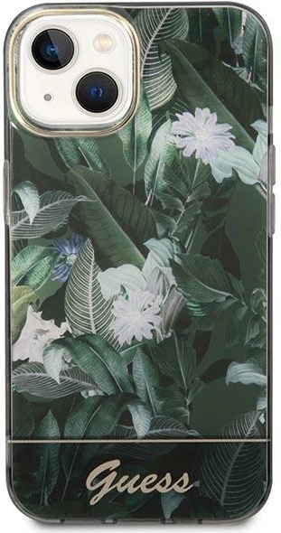 Mbështjellës Guess Jungle Collection për iPhone 14, Gjelbër