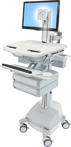 Karrocë multimedia Ergotron StyleView, për monitor deri 24", rregullim lartësie, sirtarë me kyçje, gri/bardhë