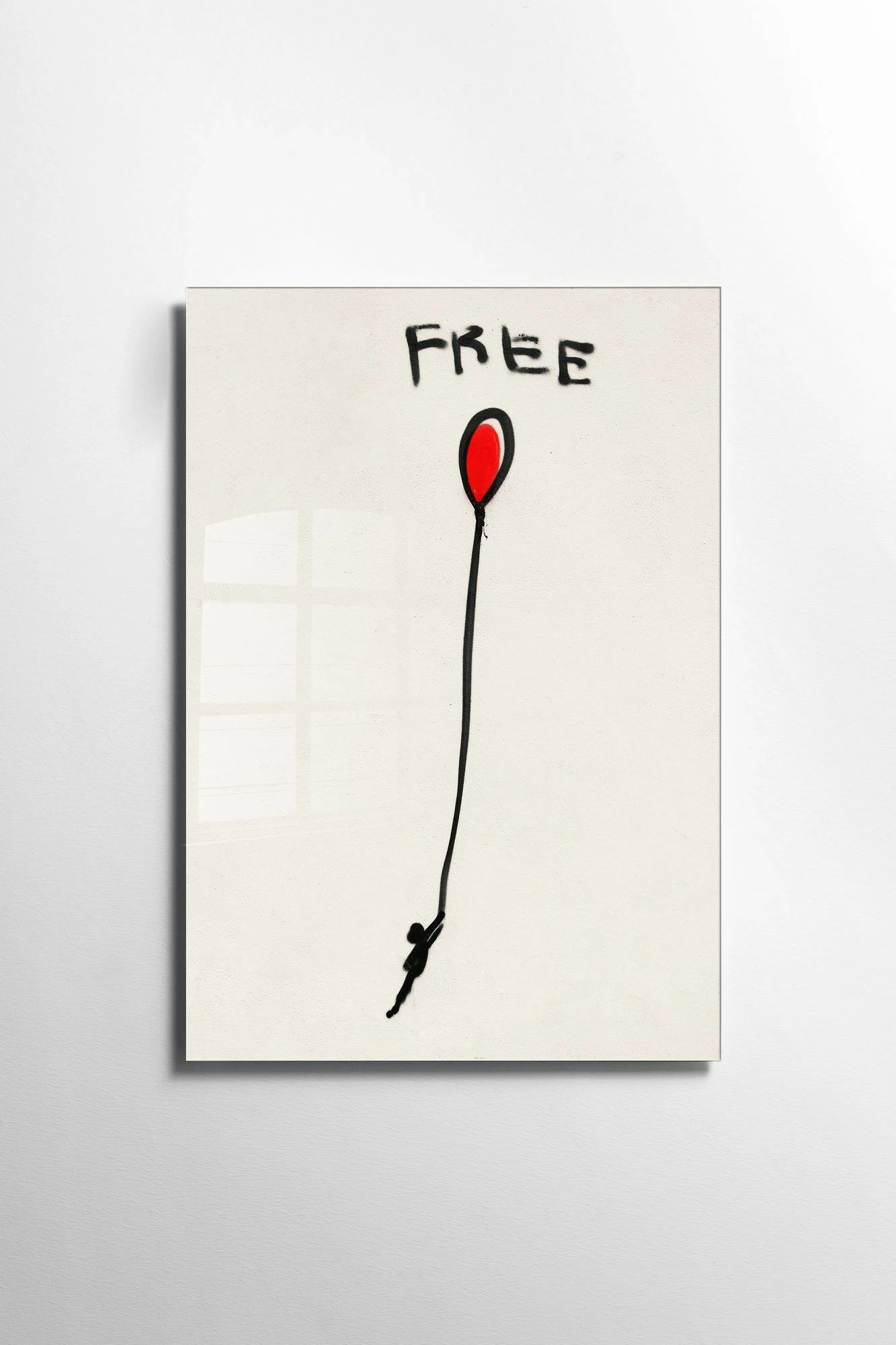 Pikturë dekorative prej xhami të temperuar, Banksy, shumëngjyrëshe, UV-026, 45x65cm