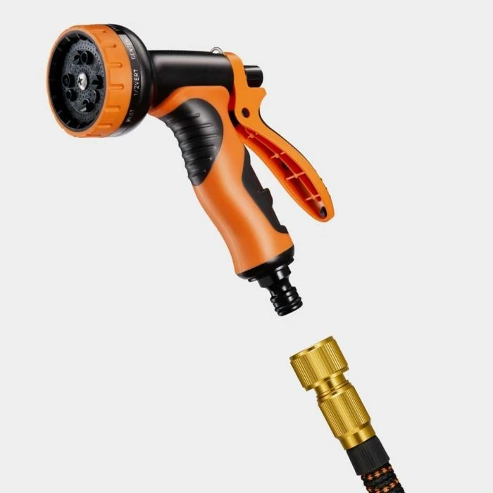 Zorrë kopshti e zgjatshme VONHAUS 2500998 30 m, 10 mënyra spërkatjeje, set me aksesorë, zi/portokalli