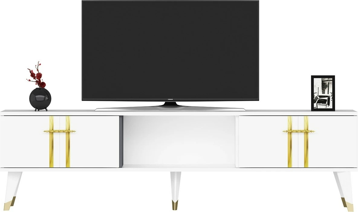 Komodë TV Hanah Home, Asel, e bardhë, ari