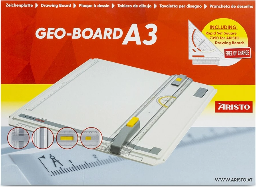 Tabelë vizatimi ARISTO Geo Board A3 me trekëndësh të shpejtë, plastikë