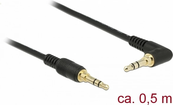 Kabllo audio DeLOCK 85564, 3.5mm jack mashkull-mashkull, 0.5m, e zezë