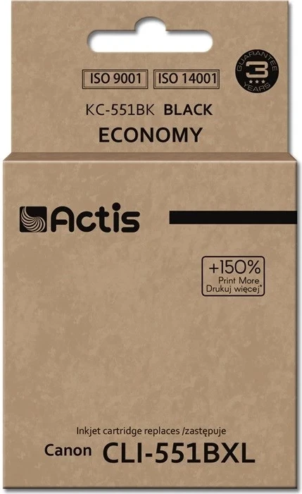 Ngjyrë zëvendësuese Actis KC-551Bk për printer Canon CLI-551Bk, 12ml, e zezë (me çip)