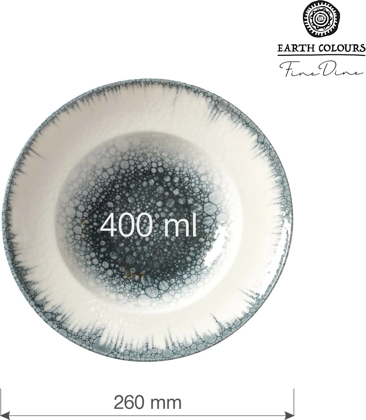 Pjatë për pasta Fine Dine Infinity Ø260 mm, porcelan, 400 ml, hirtë, set 6 copë