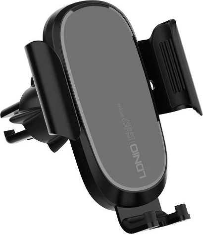 Mbajtës telefoni për veturë LDNIO MW21, karikim pa kabllo Qi 15W, USB-C, montim në grilë ajri, i zi