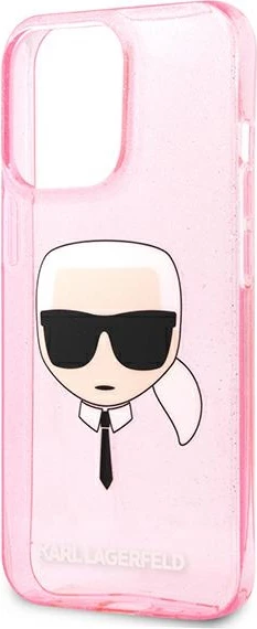 Mbështjellës Karl Lagerfeld KLHCP13XKHTUGLP për iPhone 13 Pro Max, hardcase, rozë me glitter