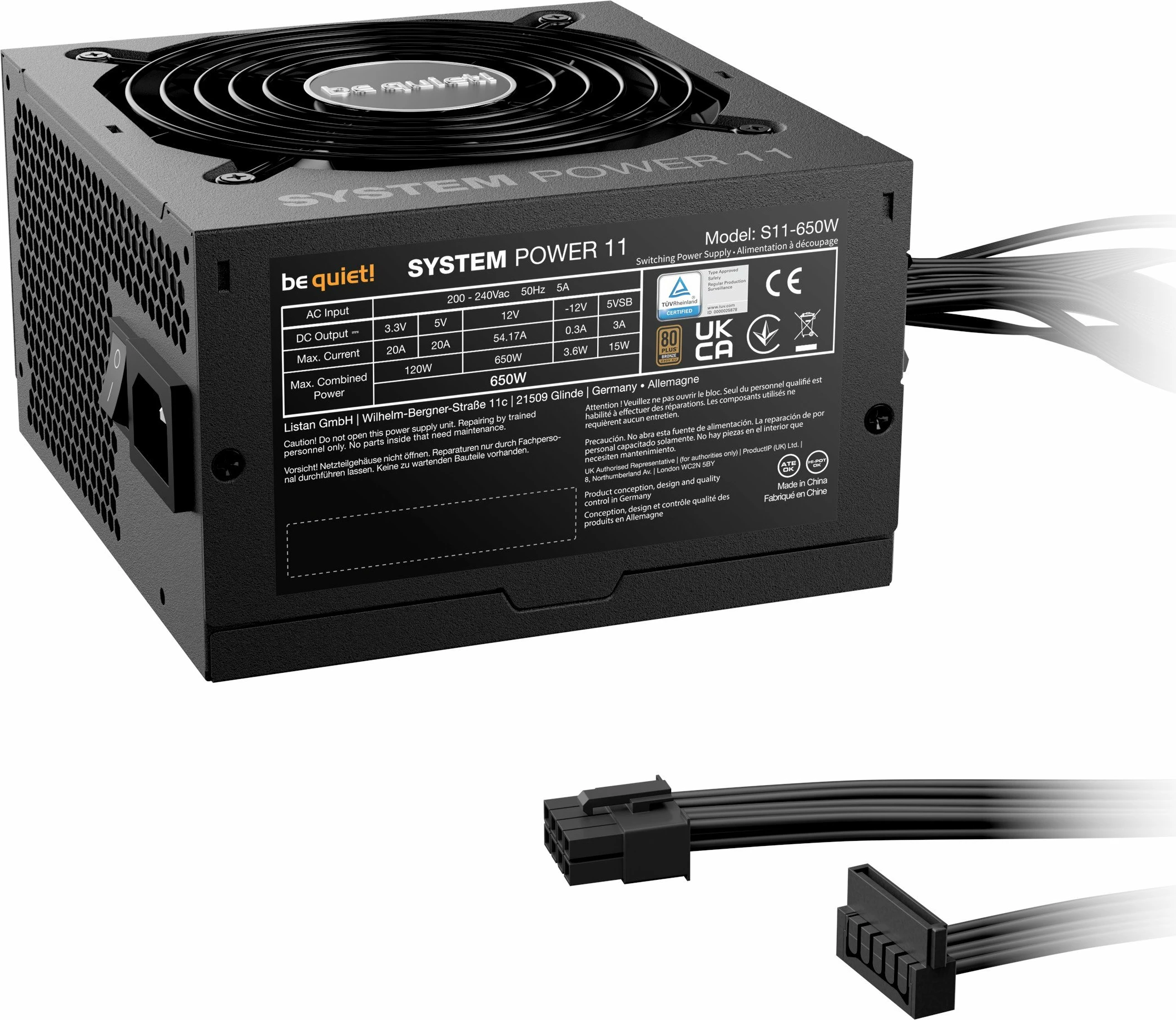 Furnizues rryme PC be quiet! System Power 11 BP011EU 650W ATX 3.1 80 Plus Bronze, i zi