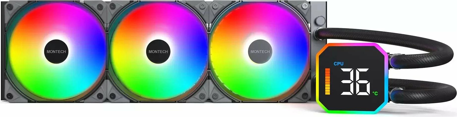 Ftohës uji AIO Montech HyperFlow Digital 360, LCD, 3x120mm ARGB, i zi