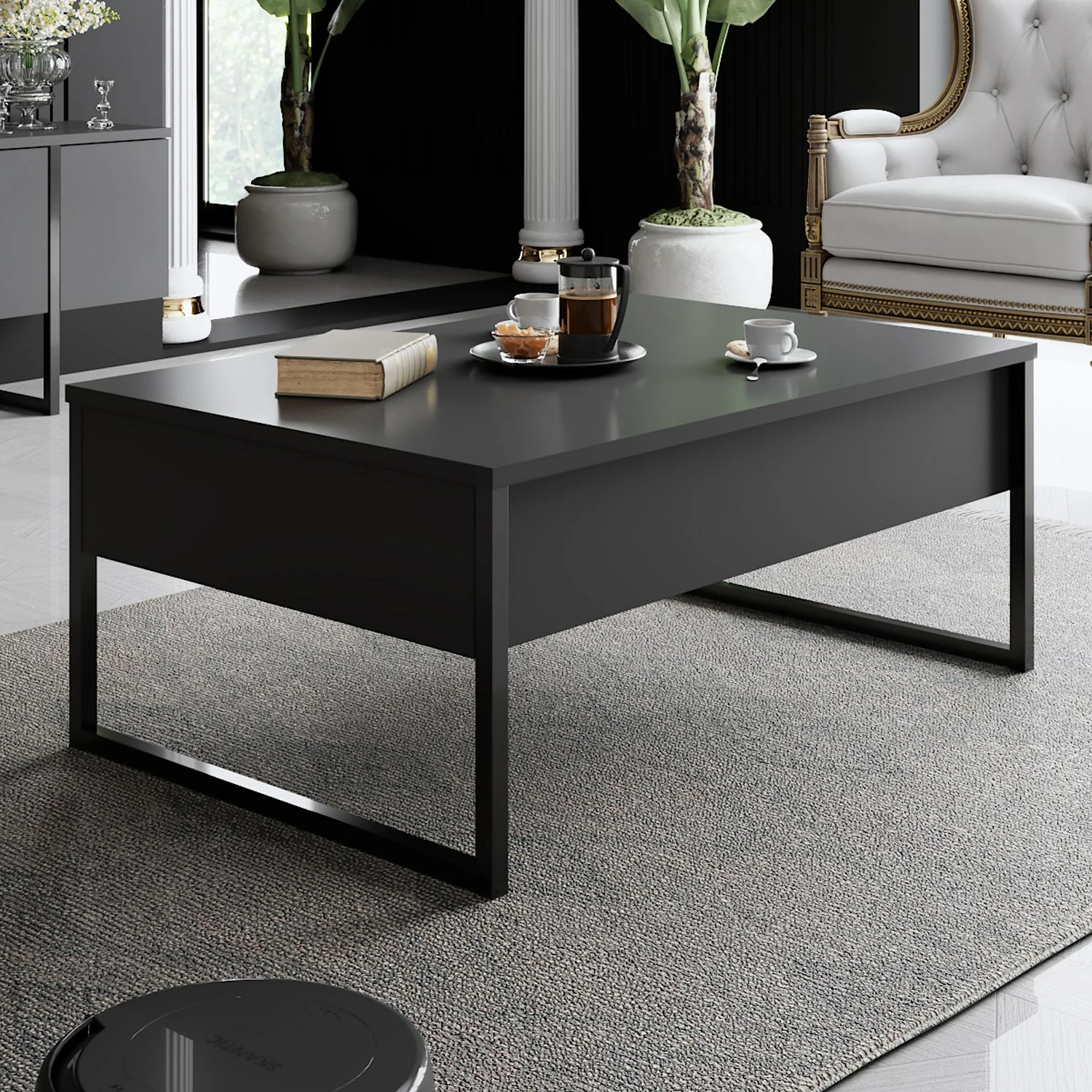 Tavolinë kafeje Skye Decor, Luxe, antracit, e zezë