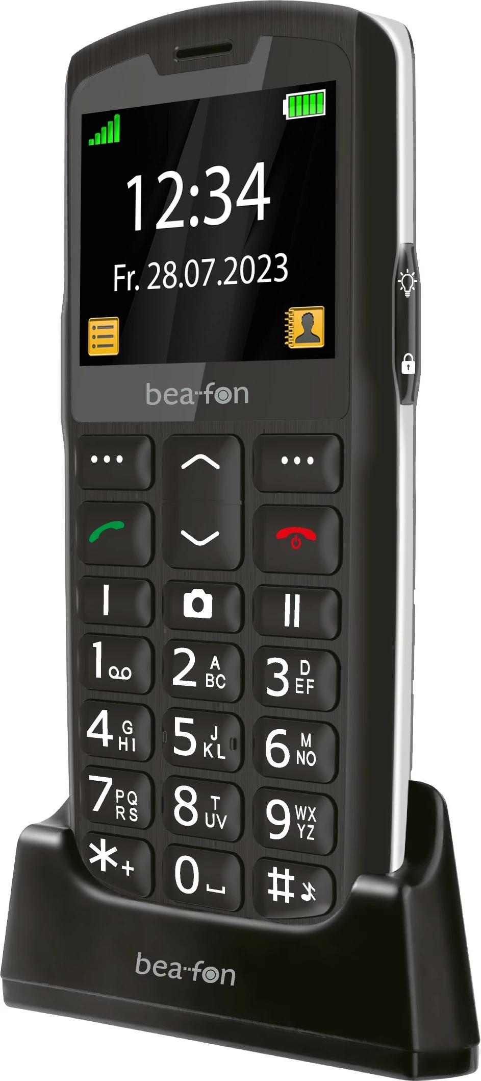 Celular bea-fon SL260, 2G, Bluetooth, 800 mAh, Ngjyrë e zezë, Argjend