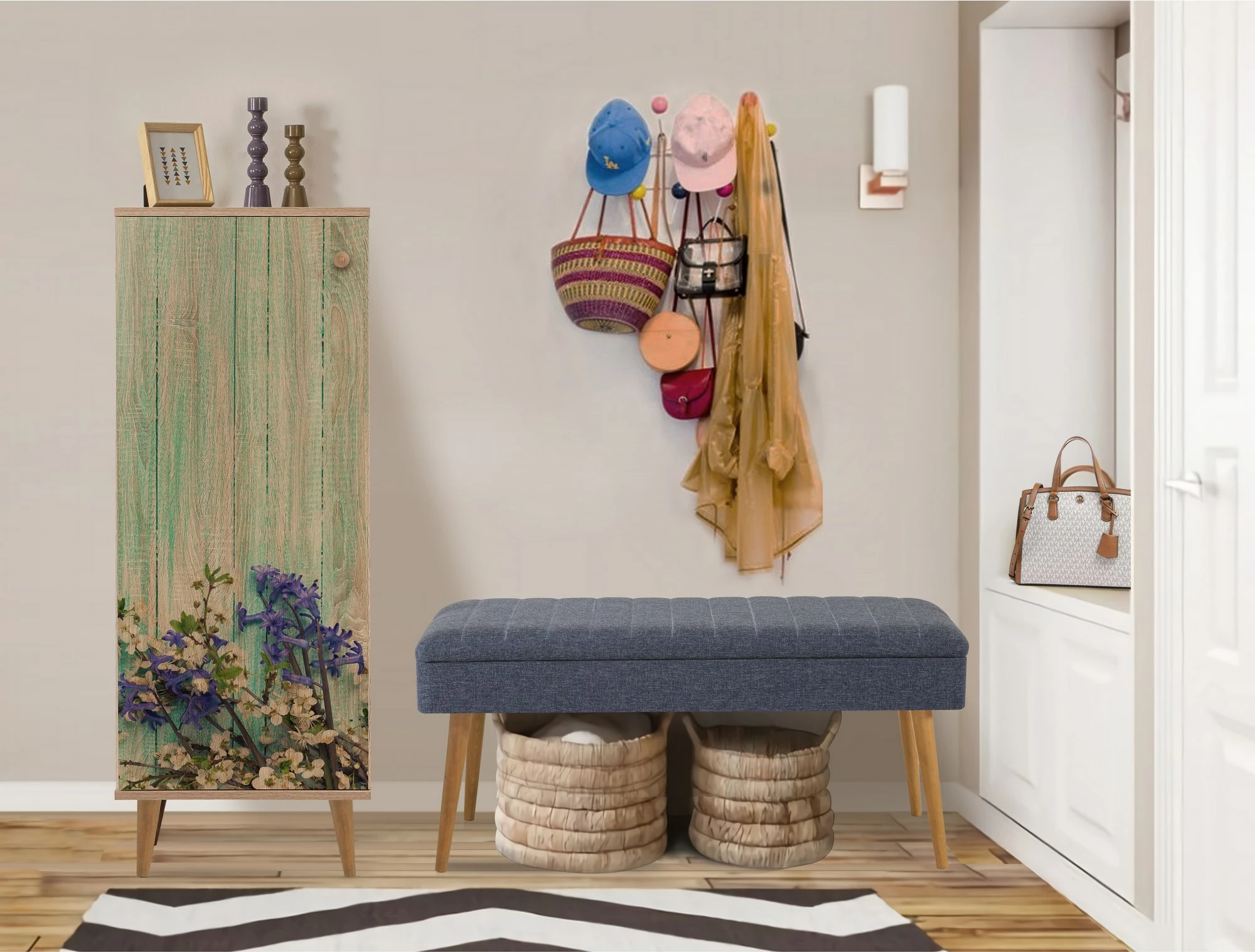 Set mobiljesh për korridor, Skye Decor, Filinta - 727 - 1048, sonomo dhe blu e errët