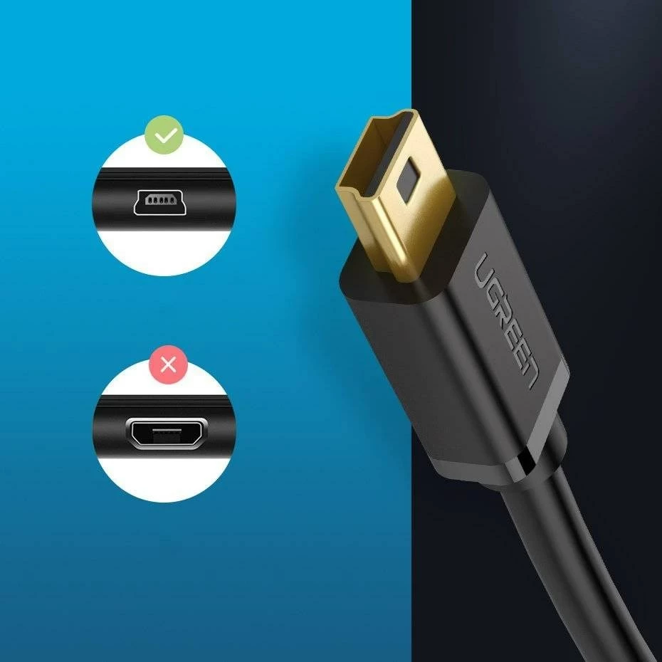 Kabllo USB në mini USB UGREEN US132, 1m, e zezë