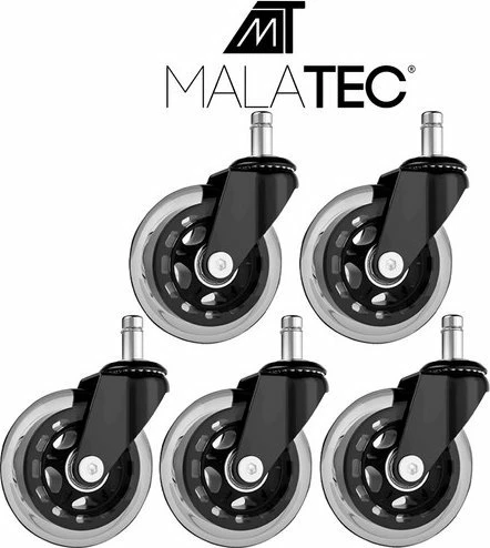 Rrota për karrige zyre Malatec 22077, 11mm pin, set 5 copë, të zeza