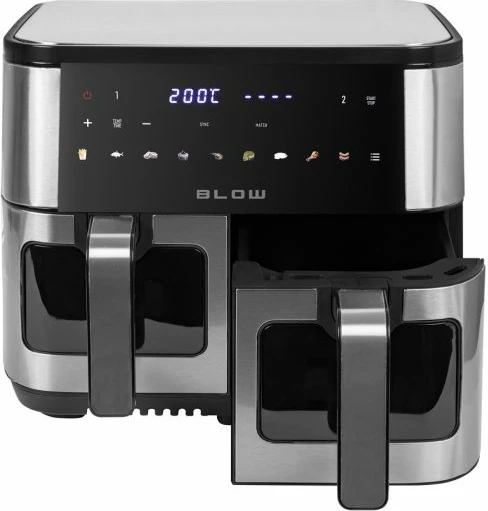 fryer me ajër të nxehtë BLOW 2500W 9L, dy dhoma, e zezë/inoks