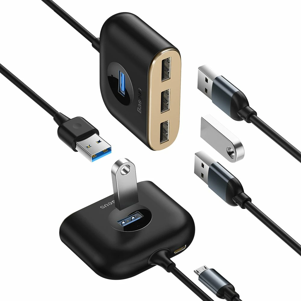 HUB Baseus Square CAHUB-AY01, 4 porte USB-A, 1m, e zezë
