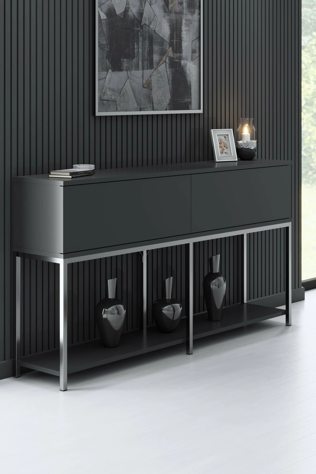 Konsol Hanah Home, Lord, antracit, argjend