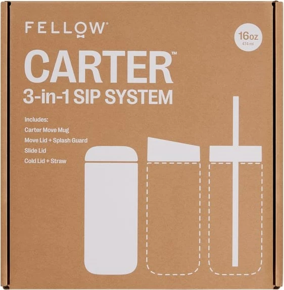 Set termus Fellow Carter + 3 kapakë, 473 ml, e bardhë mat