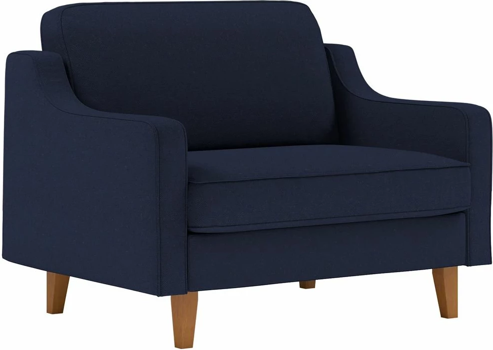 Divan një vendësh Robin, ngjyrë blu nate, këmbë druri, Atelier del Sofa
