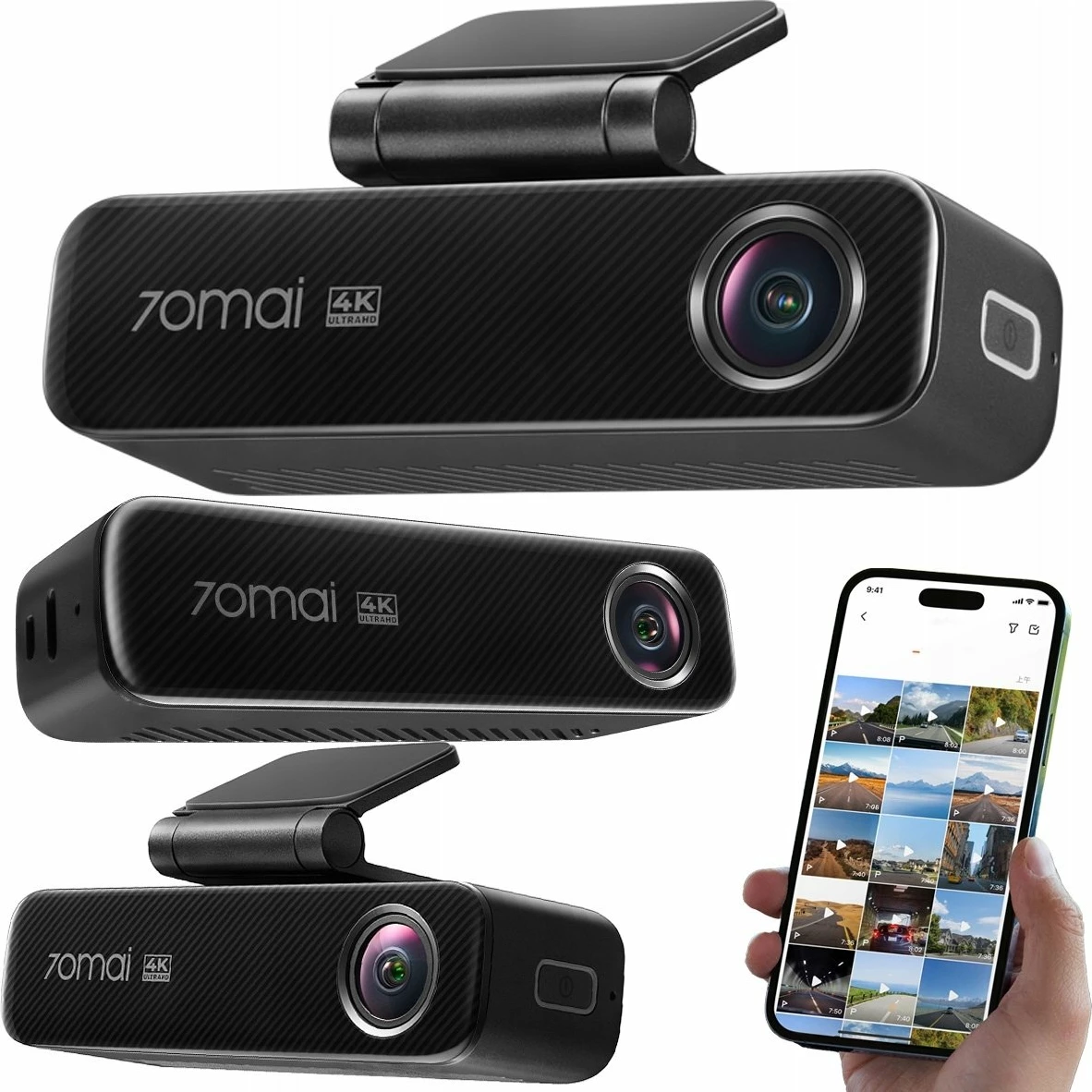 Kamerë makine (dash cam) 70mai M800 4K HDR, 128GB eMMC, GPS, Wi‑Fi, 146°, e zezë