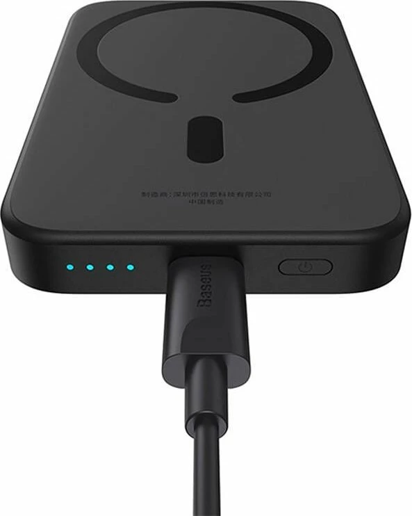 Powerbank Baseus Magnetic Mini Air 6000mAh 20W, karikim wireless magnetik, me kabllo USB-C në USB-C 30cm, i zi