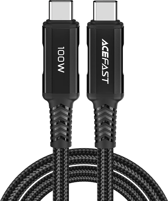 Kabllo USB-C në USB-C, Acefast C4-03, 2 m, 100W 5A, 480 Mb/s, PD QC, e zezë