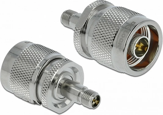 Adapter DeLOCK N (mashkull) në RP-SMA (femër), kontakte të arta, 37.5 mm, gri