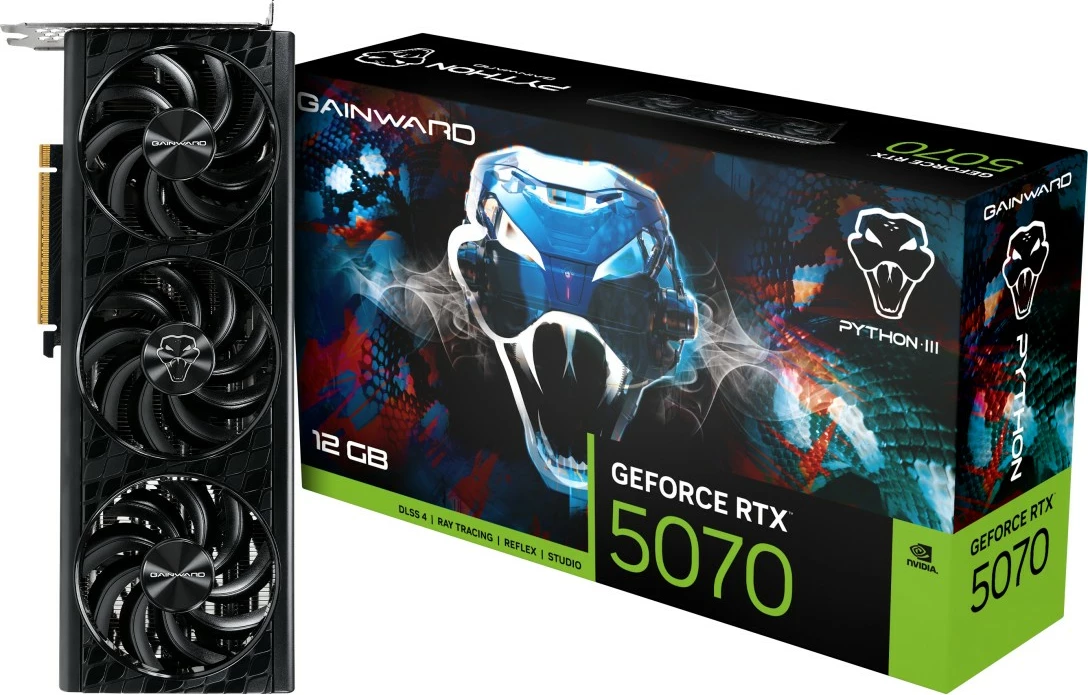 Kartelë grafike Gainward GeForce RTX 5070 Python III, 12 GB, PCI Express 5.0, e zezë