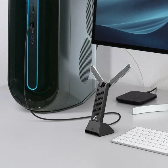Adapter Wi‑Fi USB TP-Link Archer TBE400UH V1 BE6500, tri-band Wi‑Fi 7, 2882 Mbps, gri